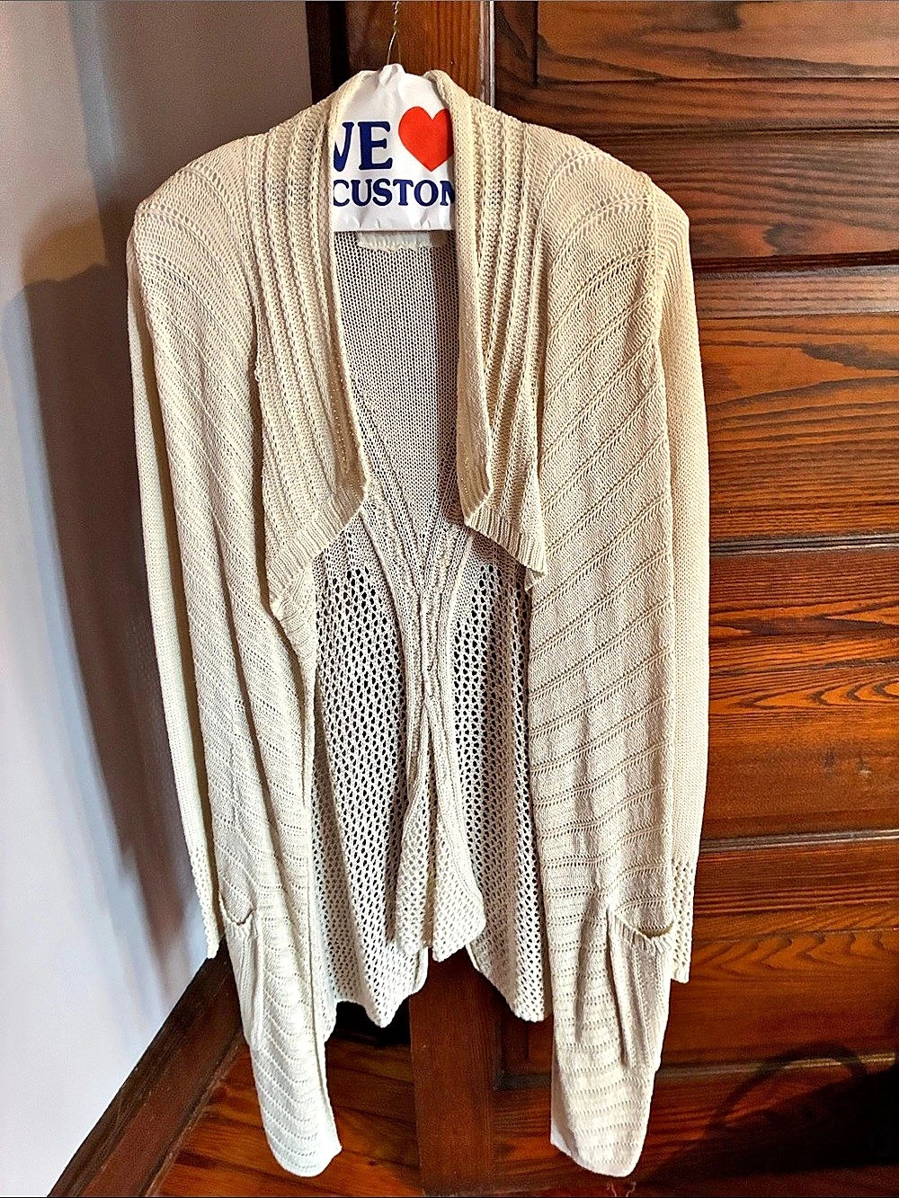 Angel of north Open Front Knit Cardigan in Cream Size XS
